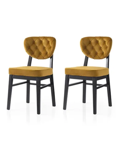 Set scaune 2 piese, Hanah Home, Elma, Negru/Muștar