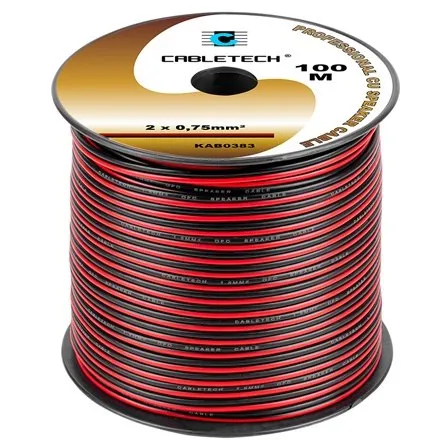 Cablu difuzor din cupru, 2 x 0.75 mm2, culoare negru-rosu, rola 100m KAB0383