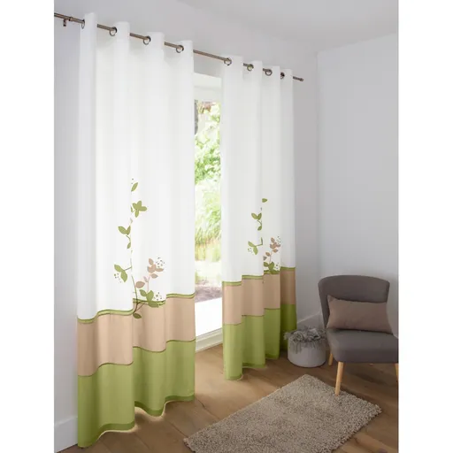 Perdea din voal cu imprimeu Orchid, terminată cu ochiuri