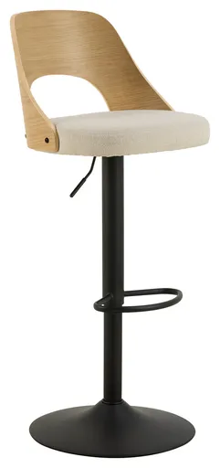 Scaun de bar Lucy, Actona, 47x50.5x113 cm, rotativ, poliester/otel, bej