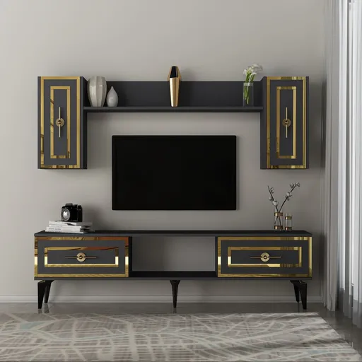 Comoda TV, Hanah Home, Viola, 150x44.6x29.6 cm, Antracit