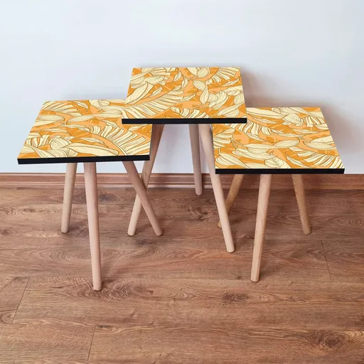 Set masute 3 piese, Hanah Home, 3Shp204, Portocaliu / Bej