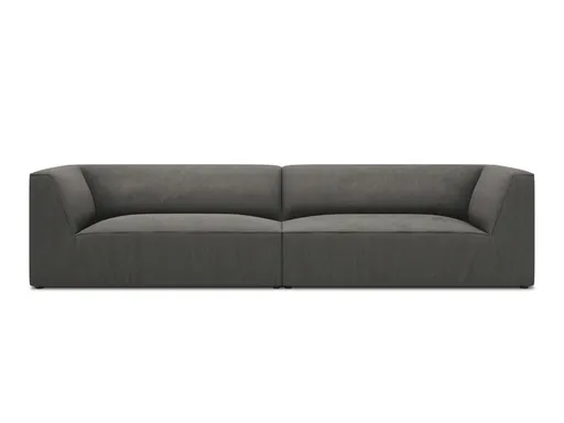 Canapea 4 locuri, Ruby, Micadoni Home, BL, 302x93x69 cm, velur, gri inchis