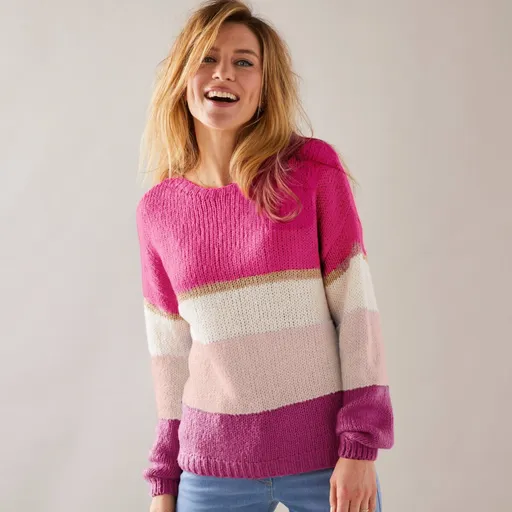 Pulover cu guler rotund și dungi