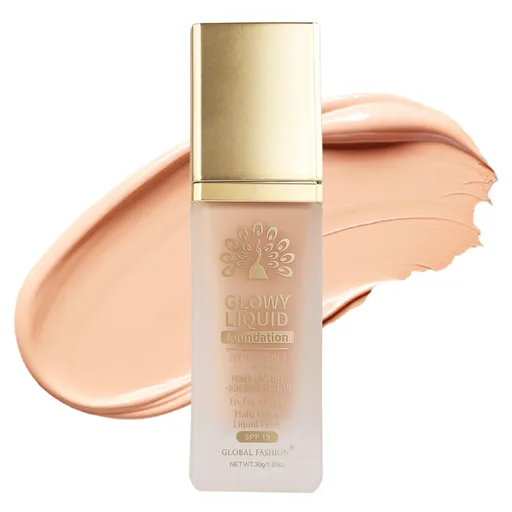Fond de Ten Global Fashion, Glowy Liquid Foundation 4in1: Primer + Corector + Iluminator + BB cream, SPF 15, K035,Caramel