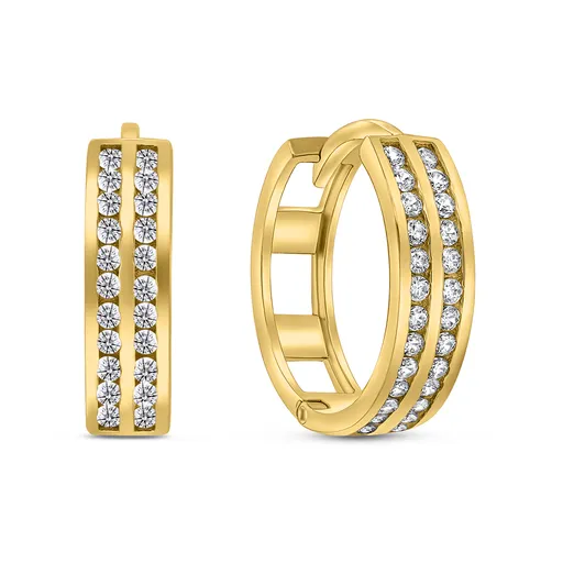 Brilio Silver Cercei rotunzi populari placați cu aur cu zirconi EA498Y