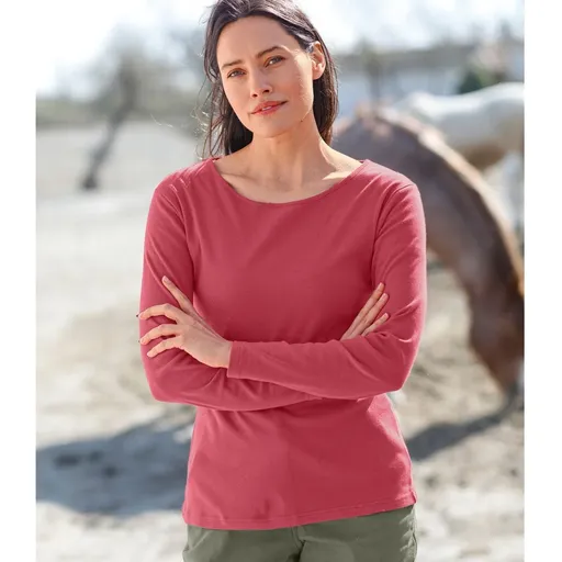 Tricou cu mâneci lungi, o singură culoare, bumbac organic