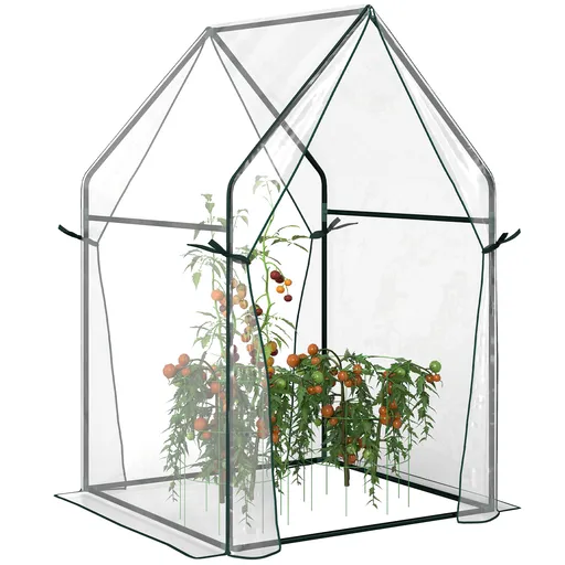 Outsunny Mini Sera Portabila 90x90x145cm cu 2 Usi cu Fermoar Transparent pentru Interior Exterior | Aosom Romania