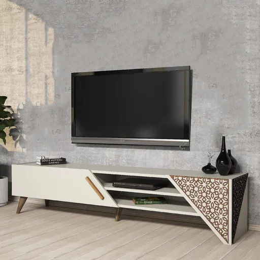 Comoda TV, Hanah Home, Beril 2, 180x37x40 cm, Crem