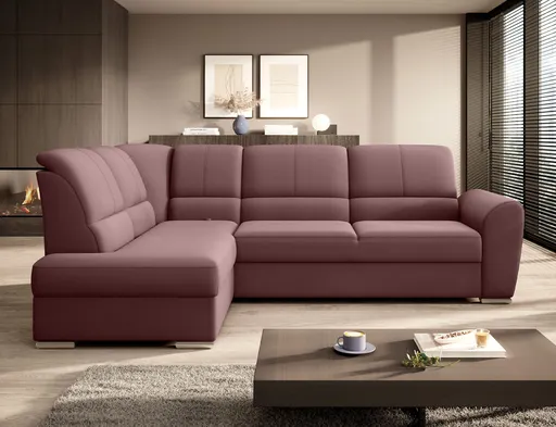 Coltar extensibil stanga 3 locuri ELTAP, LT-24VE, Siber, 270x186x93 cm, lemn/poliester, roz inchis