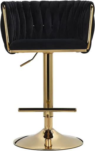 Scaun Make-up Glamour, Negru cu Baza Aurie