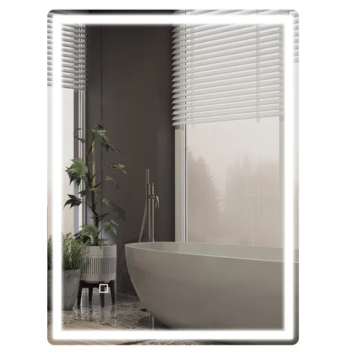 HOMCOM Oglindă pentru baie LED. Buton tactil, funcție anticeață, 60 x 80 x 4 cm, Alb | Aosom Romania