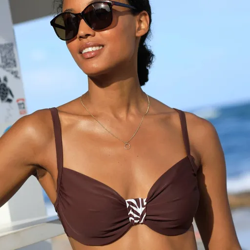 Costum de baie de culoare solidă, cu sutien cu bretele, cu bretele, cu imprimeu zebră