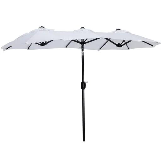 Outsunny Umbrelă Dublă de Grădină, Copertină Ventilată, 12 Nervuri, 295x152x222cm, Alb | Aosom Romania
