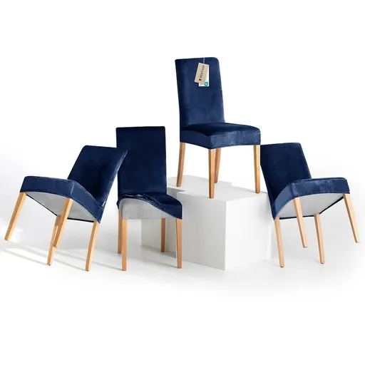Restilo Husă pentru scaun Sento indigo, 48 x 48 x 58 + 10 cm, set de 4 bucăți, albastru închis