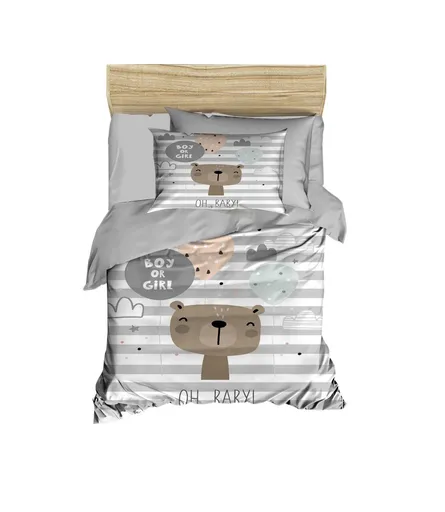 Lenjerie de pat pentru copii, L'essentiel Maison, PH177, Gri / Alb / Maro