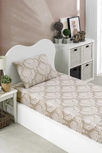 Set de pat pentru o persoana (cearceaf cu elastic si perna) 2 piese, L'essentiel Maison, Post, Maro