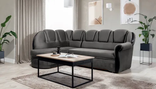 Coltar extensibil stanga 3 locuri ELTAP, L-084, Lord, 243x180x112 cm, lemn/poliester, gri/negru