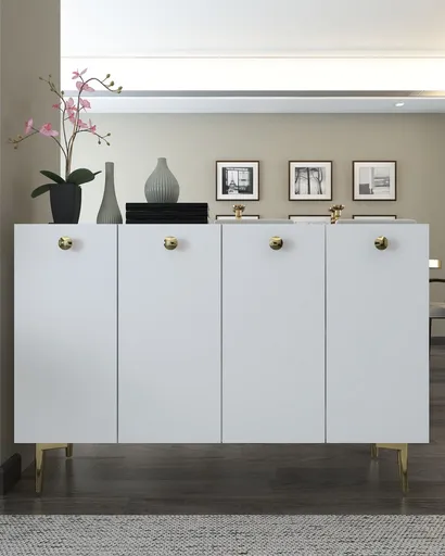 Consola, Hanah Home, Betty, 120x80x29.6 cm, PAL , Alb/Auriu