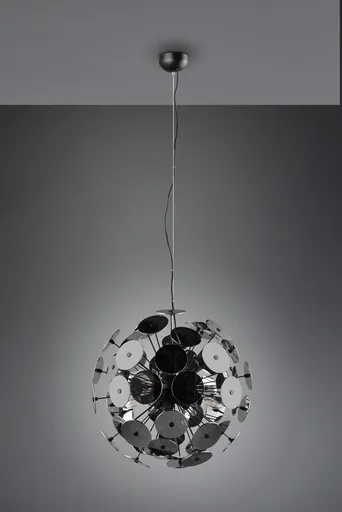 Lustra Discalgo, TRIO, 54x150 cm, 40W, 6x E14, metal, negru mat/argintiu