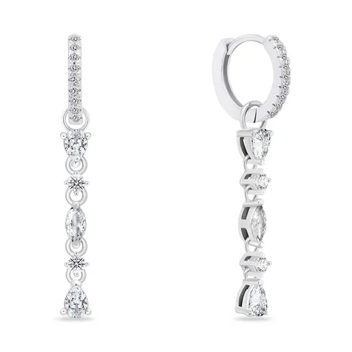 Brilio Silver Cercei eleganți din argint 2în1 cu zirconi EA995W