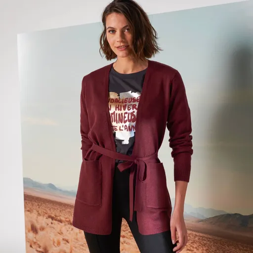 Cardigan lung cu curea legată