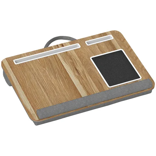 HOMCOM Suport Laptop de 15,6", cu Spațiu pentru Mouse și Încheieturi, Suport PC Portabil, 55,5x37x9 cm, Lemn Natural | Aosom Romania