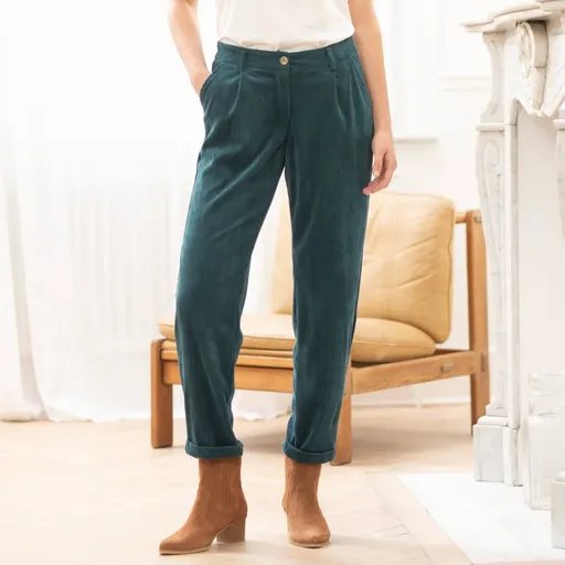 Pantaloni din catifea reiată 7/8