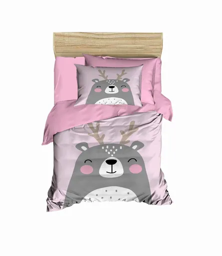 Lenjerie de pat pentru copii, L'essentiel Maison, PH1111, Roz / Gri / Alb