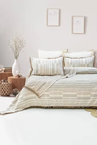Set cuvertura pique dubla, L'essentiel Maison, Lia, Bej