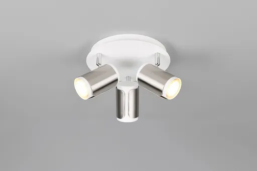 Plafoniera Gillan, TRIO, 30x16 cm, 10W, 3x GU10, metal, nichel mat/alb