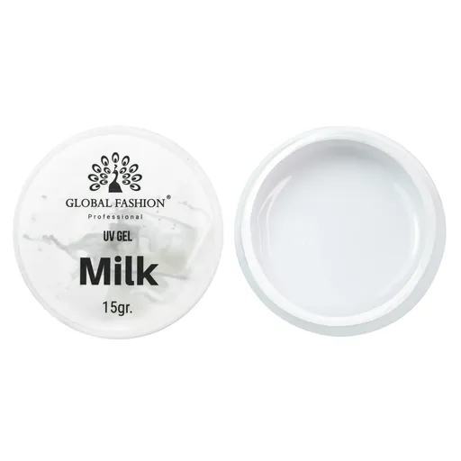 Gel Constructie Unghii Milk Global Fashion 15g, Alb laptos, TPO Free