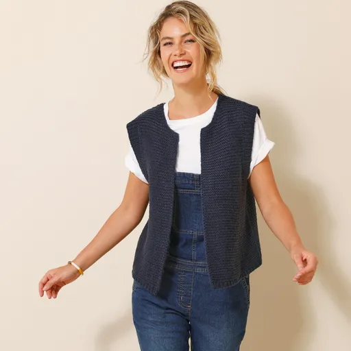 Pulover cu gât rotund, fără mâneci