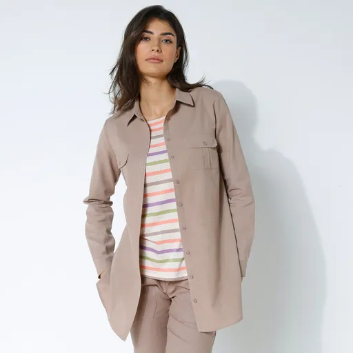 Cămașă lungă de culoare solidă