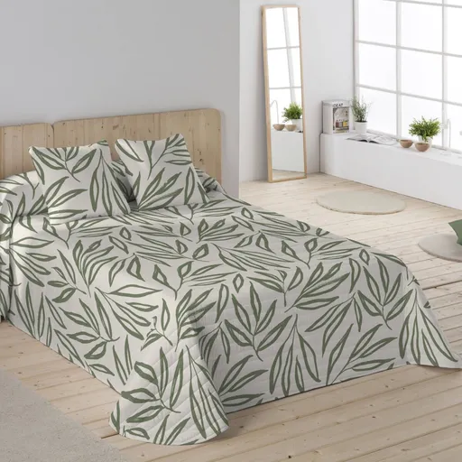 Cuvertură de pat matlasată cu imprimeu de frunze
