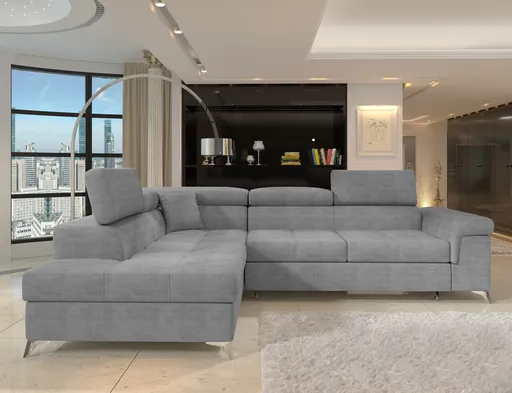 Coltar extensibil stanga 4 locuri ELTAP, LT-03MAN, Eridano, 275x202x88 cm, lemn/poliester, gri deschis