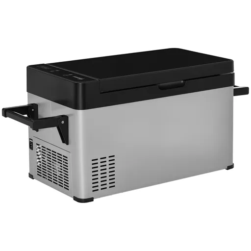 Outsunny Cutie Frigorifică Auto 50L cu Afișaj LCD 2 Moduri Compresor Frigider Auto cu Mânere Navă Camper Călătorie 12/24V DC și 110-240V AC Gri+Negru