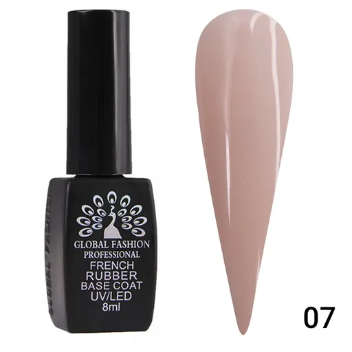 Base Coat Global Fashion French Rubber, 8 ml, 07 Roz, TPO Free