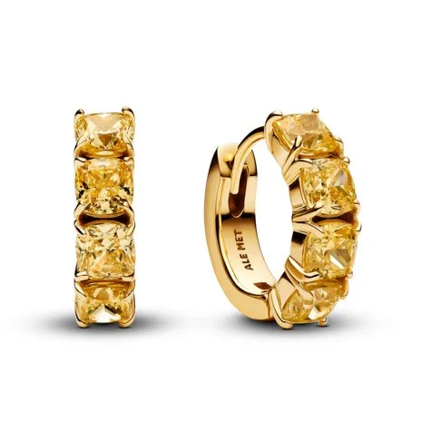 Pandora Cercei placați cu aur cu cristale galbene Timeless Shine 263851C02