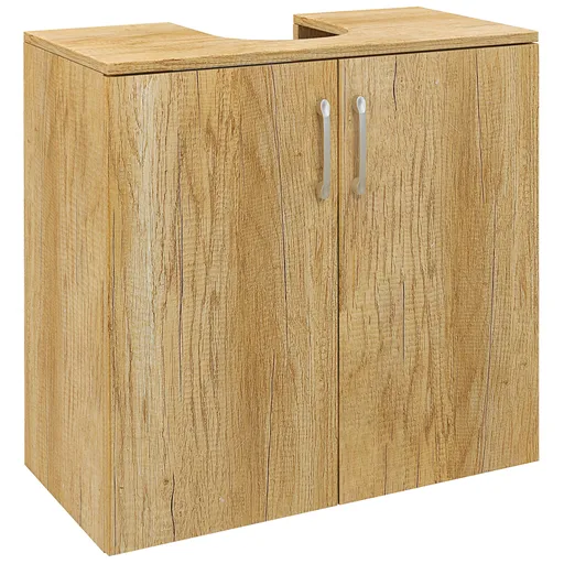 HOMCOM Mobilier de Baie Modern Sub Chiuvetă, Dulăpior Suspendat cu 2 Uși și 2 Rafturi, 60x30x60 cm, Lemn Natural | Aosom Romania