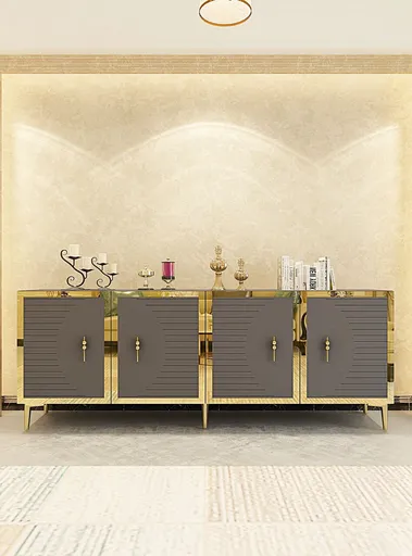 Consola, Hanah Home, Tuna 180, 180x75x32 cm, PAL , Antracit / Aur