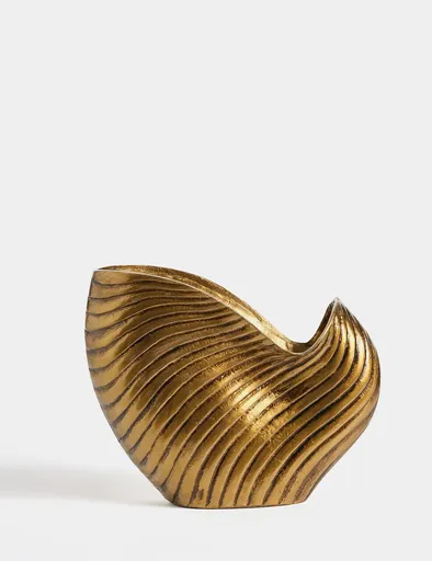 Decoratiune, Oyster, 9x23x28 cm, Poliester, Aur antic