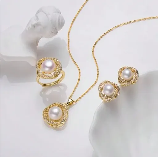 Set Bijuterii Cercei, Colier si Inel, Luxury French - 44493888