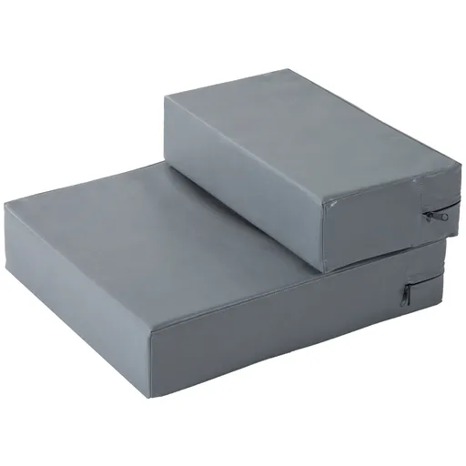 PawHut Scară pentru Câini cu Saltea 2 în 1 din Piele Ecologică și Spumă de Cauciuc Antialunecare, Gri | Aosom Romania