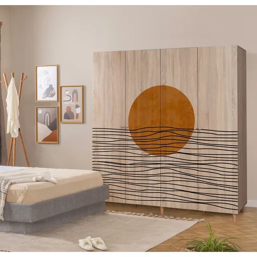 Dulap pentru haine, Hanah Home, Loni 4 -974, 180x192x52 cm, Sonomo