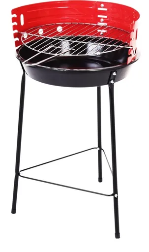 Gratar fix cu 3 picioare BBQ Half open, Ø33 cm, metal, rosu