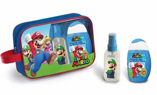EP Line Super Mario - spray de corp 90 ml + spumă de baie și șampon 2 în 1 110 ml + geantă cosmetică