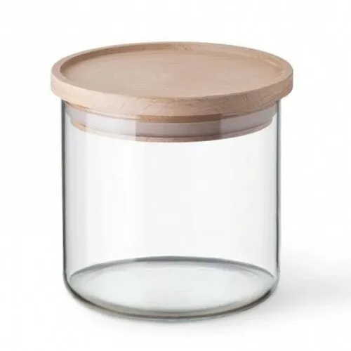 Simax 5162 borcan din sticlă cu capac din lemn,0,5 l