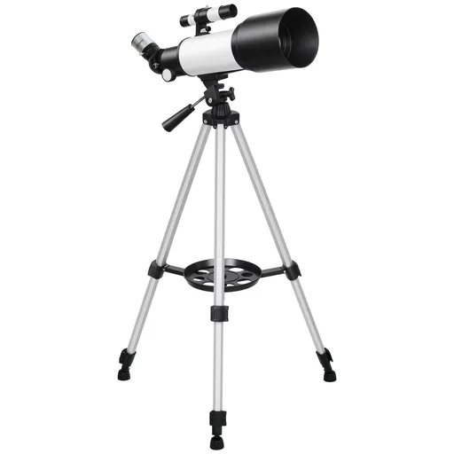 Outsunny Telescop Astronomic 70mm cu 2 Lentile Oculare și Adaptor pentru Smartphone, 80x80x135 cm, Alb și Negru | Aosom Romania