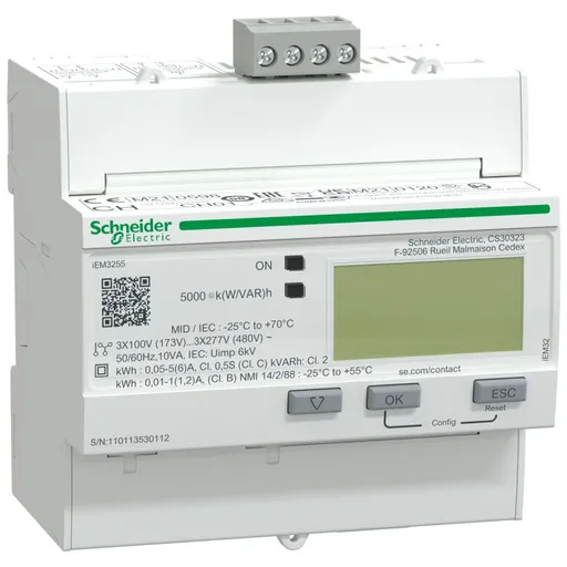 Contor Energie - transformator - Modbus - 1 Digital I - 1 Digital O - Multi-Tarif Schneider A9MEM3255